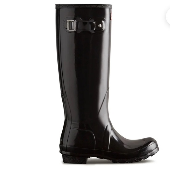 Hunter Tour Tall Patent Leather Black Women's Boots Sz 7 US EU 38 - Picture 4 of 12